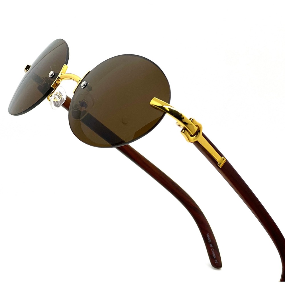 Sunglasses Dark Brown Lens Frameless UV Protection Cholo Buffs Comfortable Gafas
